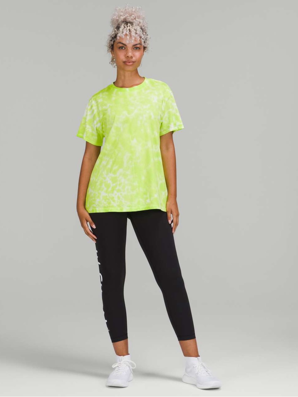 Lululemon All Yours Cotton T-Shirt Size 8/M  Marmoleado Tie Dye Eccentric Lime